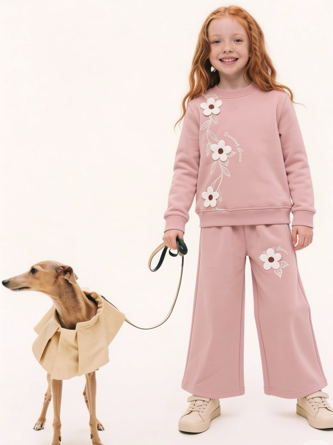 XJOY pembe çiçek detaylı kız çocuk sweatshirt koleksiyonu